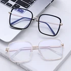 Винтажные очки с защитой от синего света, модные очки большого размера с квадратной оправой, офисные компьютерные очки с защитой от синего спектра, очки с защитой от ультрафиолета