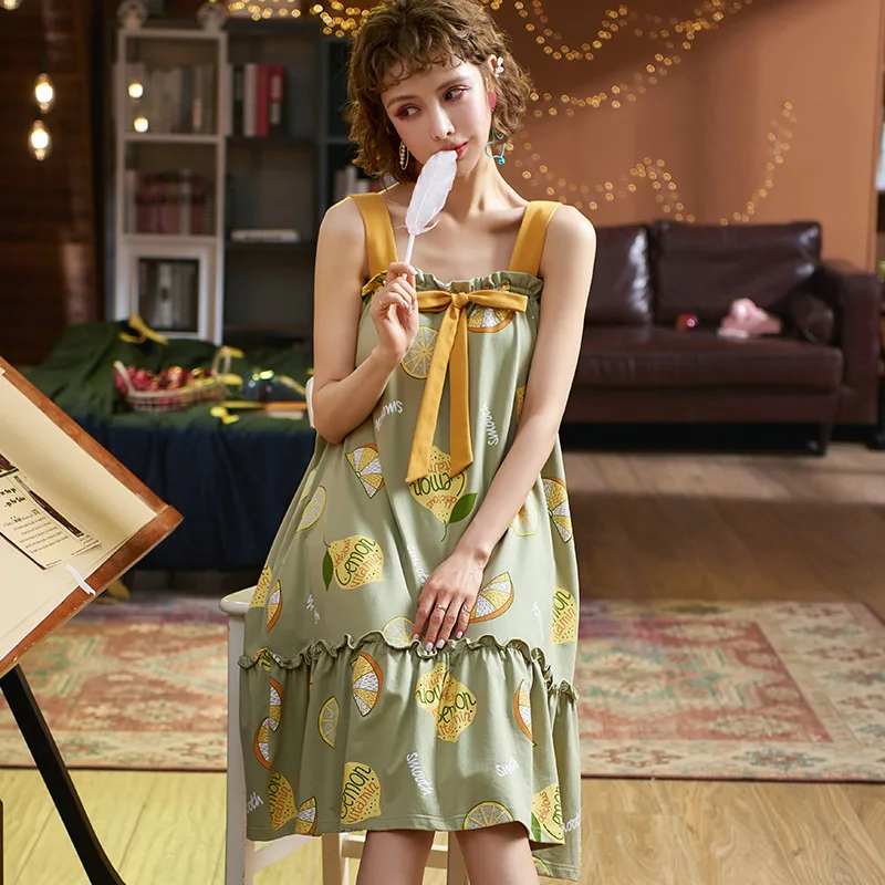 

Summer Sleepdress Sexy Summer Camisole Sleepdress Large Size Loose Thin Leisure Tops Midi Household Clothing