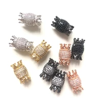 10pcslot double crowns spacers beads for women bracelet men jewelry making bling cubic zirconia paved waist accessory wholesale