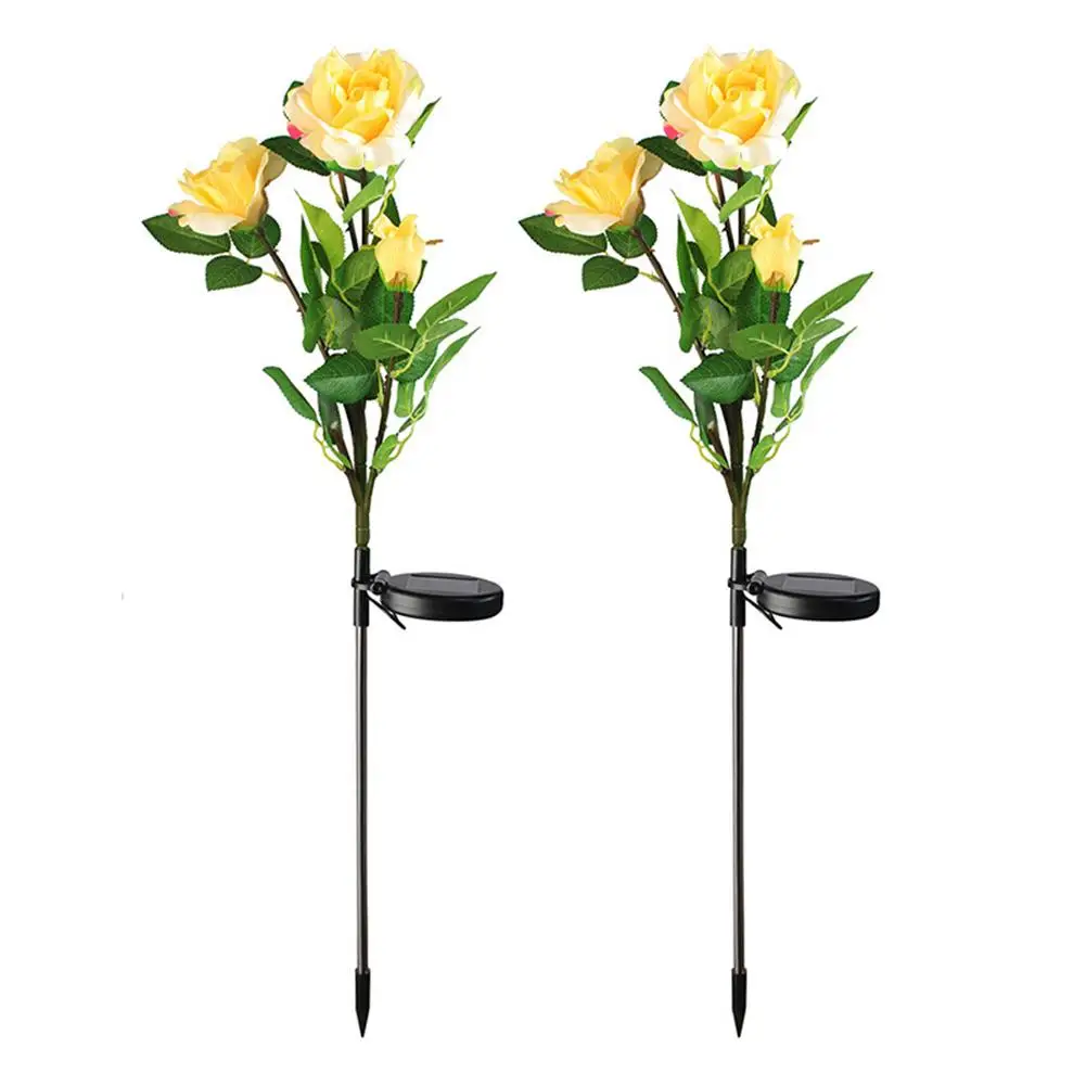 

2PCS Stainless Steel 5W 3LED Solar Rose Lawn Lamp IP65 Waterproof Intelligent Light Control Lawn Light for Villa Garden Walkways