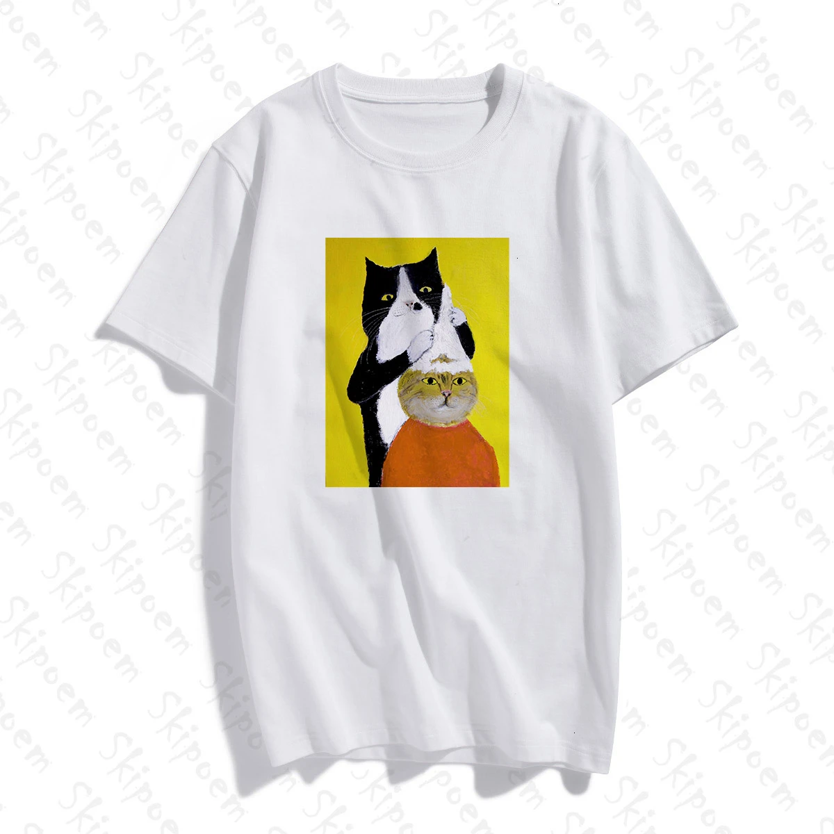 Забавный мультфильм животных кошка парикмахер Женская Футболка Harajuku корейский