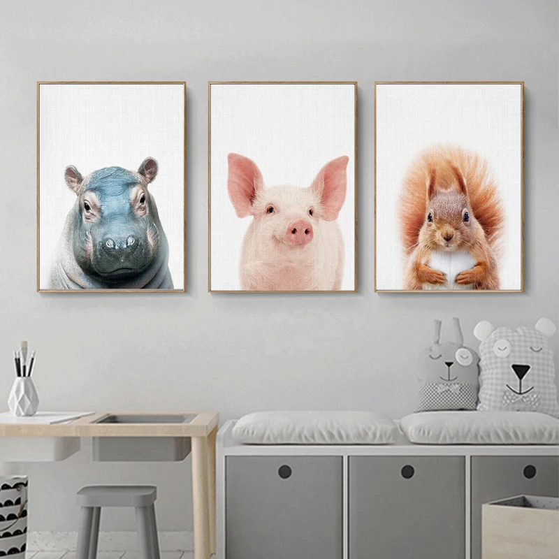 Панда Зебра утка свинья настенная Картина на холсте скандинавские постеры и