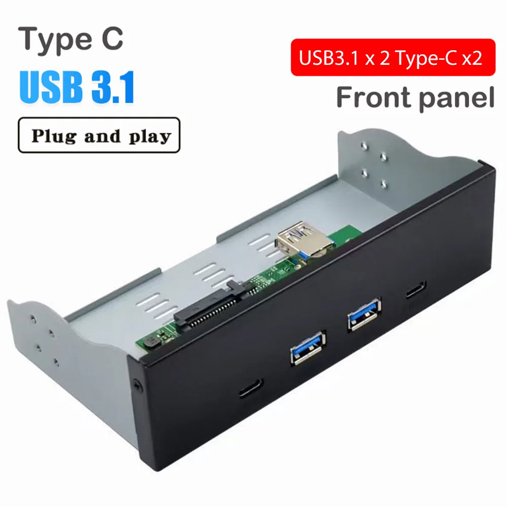 

4-портовый концентратор передней панели USB 3,1 с чипом VL820, 3,5-дюймовый Тип C + тип A, расширительный отсек передней панели для настольного компью...