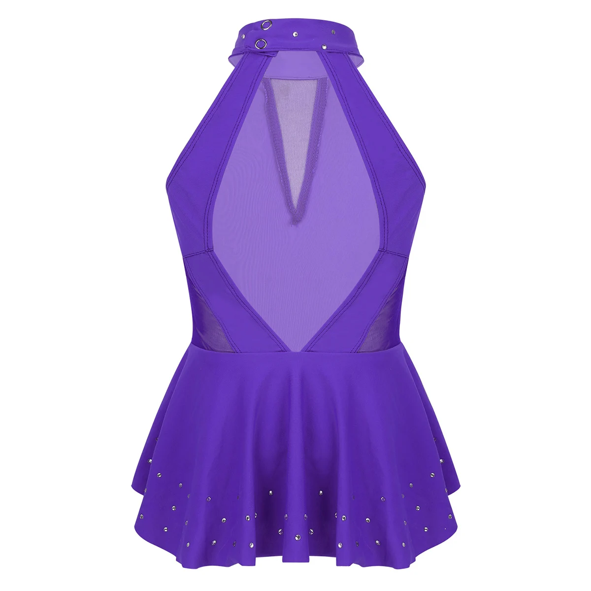Kids Girls Gymnastic Leotard Shiny Glitter Mesh Splice Ballet Dance Dress for Modern Contemporary Ballroom Stage Performance