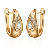 luxury water drop cubic zirconia stud earrings for women gold charm cz earrings korean fashion jewelry wedding party gift