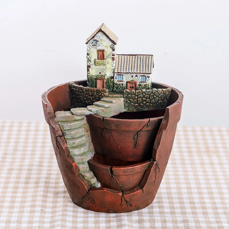 1 piece Creative Micro Landscape Flower Pot Garden Design Flowers Baskets Succulents Plants Holder House Bonsai Pots | Дом и сад