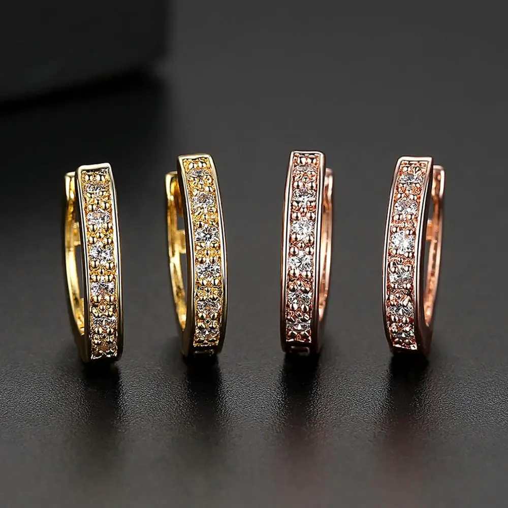 Женские серьги гвоздики SIPENGJEL маленькие кольца с кубическим цирконием круглые