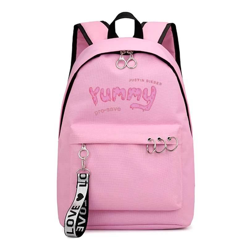 

Kpop Justin Bieber Yummy Bags Girls Students School Backpack Fashion Pattern Schoolbag Teens Female Mujer Women Travel Knapsack