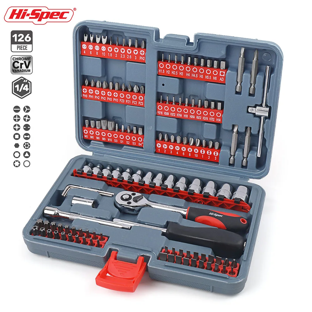 126pc DT50404 Hi-Spec 67pc набор ручных инструментов, метрический Автомобильный ремонтный автомобильный механик, набор инструментов для дома, гаража, гаечный ключ, инструменты, чехол для инструмента - Цвет: 126pc DT50404