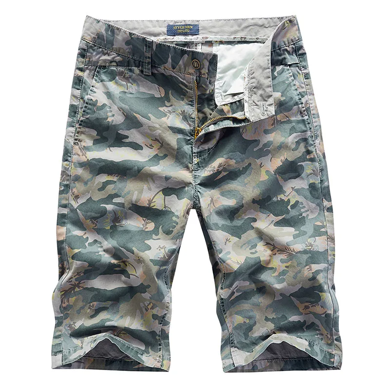 

Fashion 2021 New Brand Men's Cargo Shorts Camo Color Classic Fit Cotton Multi Pocket Casual Shorts