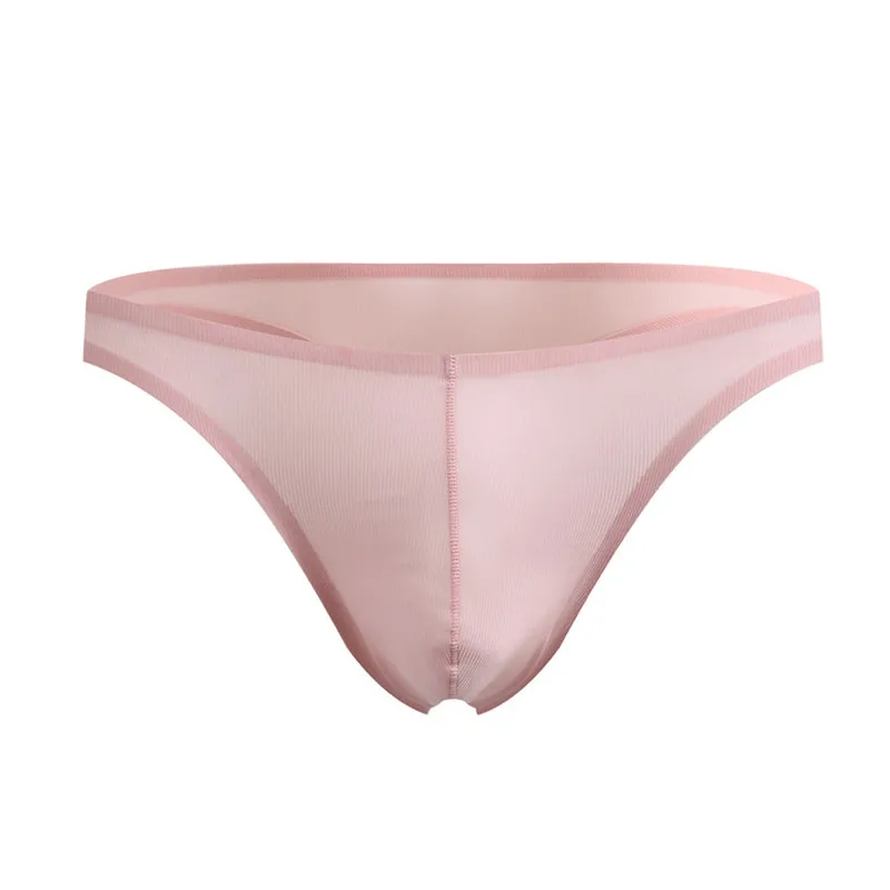 5PCS Men's Seamless G-String Thongs Japanese Thin Ice Silk Translucent U-convex T-Back Low Waist Underwear Bikini Thongs