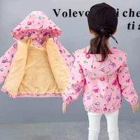 winter baby girl hooded jacket plus velvet fur warm toddler cotton girl outwear coat 1 9 years kids girls thicken parka