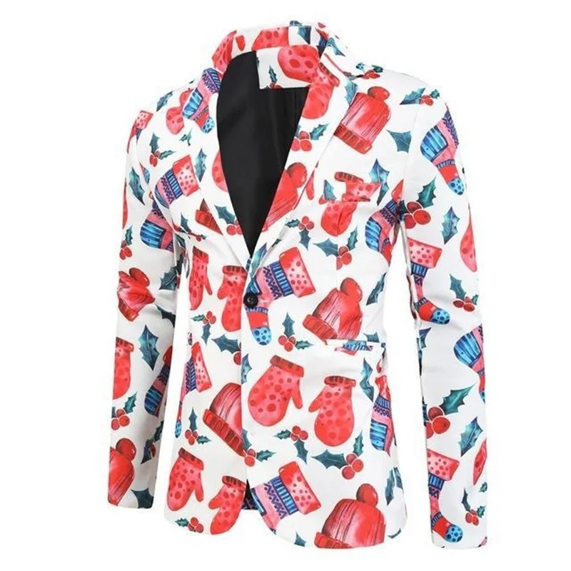 Men's Jacket Men Floral Print Painting 3D New Christmas Fashion Suit Blazers Party Coat Casual Slim Fit Blazer Buttons 2021 | Мужская