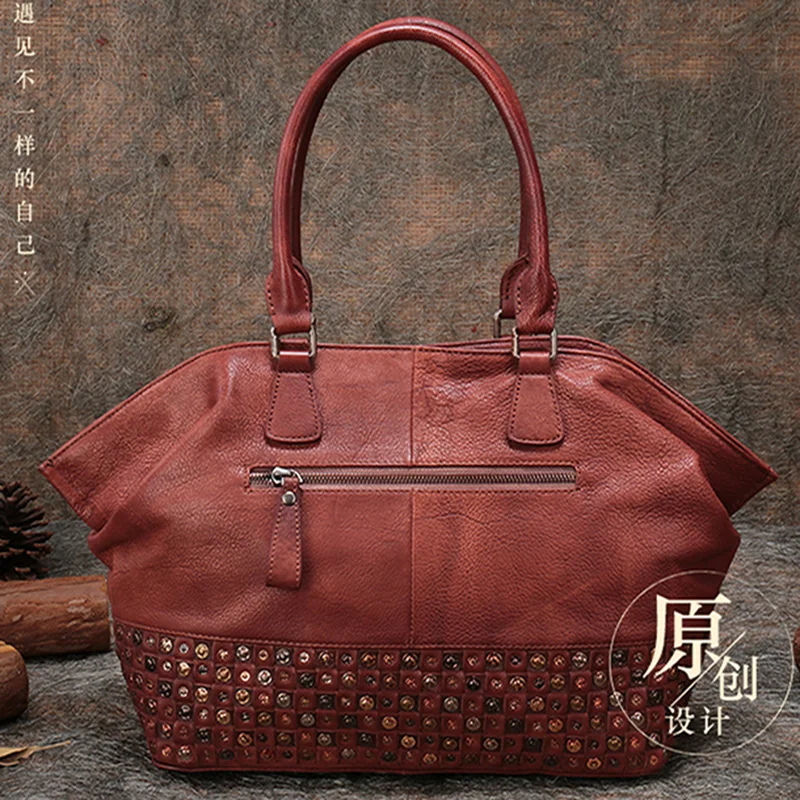 

Fctossr New top layer cowhide shoulder bag soft leather female leather casual backpack retro casual messenger bag men