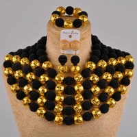 black simulated pearl african jewelry set nigerian beads necklace for women fzz29