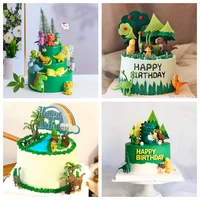 dinosaur vinyl cake decoration theme jungle jurassic world dino flags deco cake toppers boy birthday party favors gifts supplies