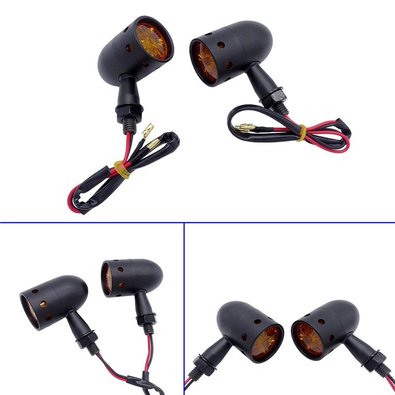 1 пара хромированных черных мотоциклетных светодиодных ретро мигалок с