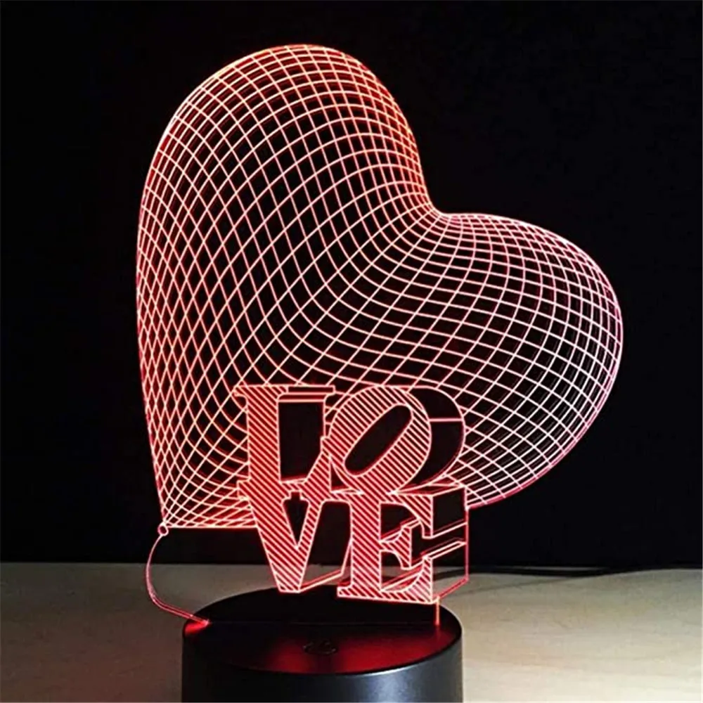 3D иллюзионная лампа LOVE детский ночсветильник меняющие цвета умные сенсорные