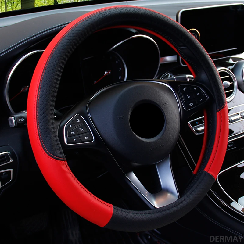 car steering wheel covers 37 38cm universal pu leather steering wheel cover automobiles anti slip four seasons auto accessories free global shipping
