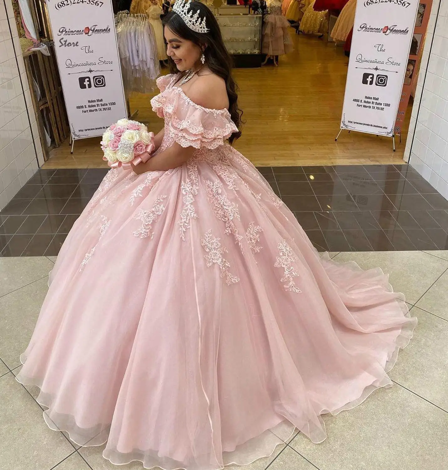 Изысканные розовые платья Quinceanera бальное платье с бисером кружевное для