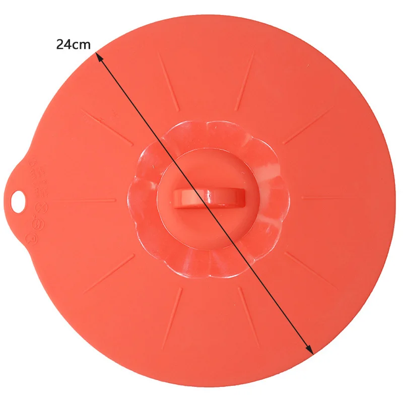 24cm Red Мульти-Функция силиконовый выкипает крышкой разлива сохранение посуда набор посуды стеклянная крышка печи сейф с вместо того, чтобы Пластик Обёрточная бумага Пособия по кулинарии инструменты - Цвет: 24cm Red