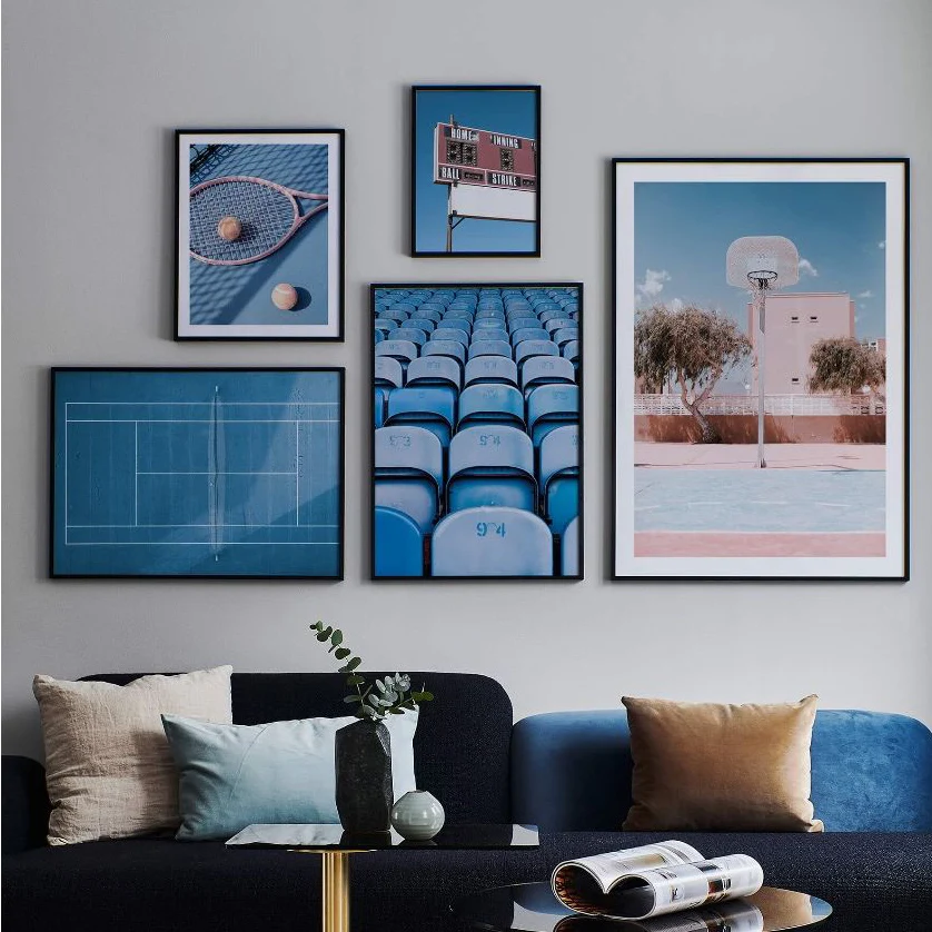 

Wall Art Paintings Blue Seats Tennis Court nordic Canvas Prints and Posters Basketball Pictures For Living Room Home Decoration
