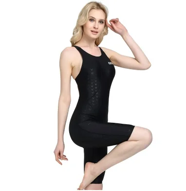 Women Waterproof Quick Drying One Piece Swimwear Sport Professional to Knee Competition Swimsuit Sexy Racing Suit With Pad