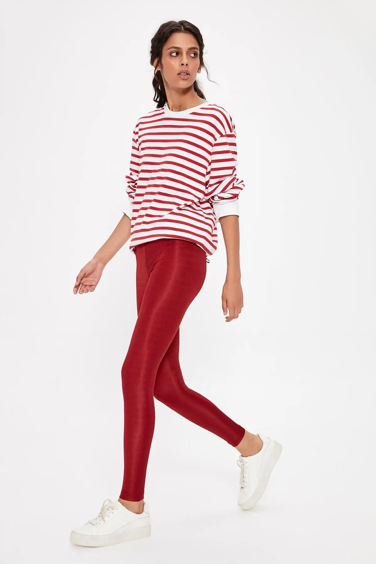 Trendyol бордовые блестящие трикотажные леггинсы TWOAW20TA0053 | Женская одежда