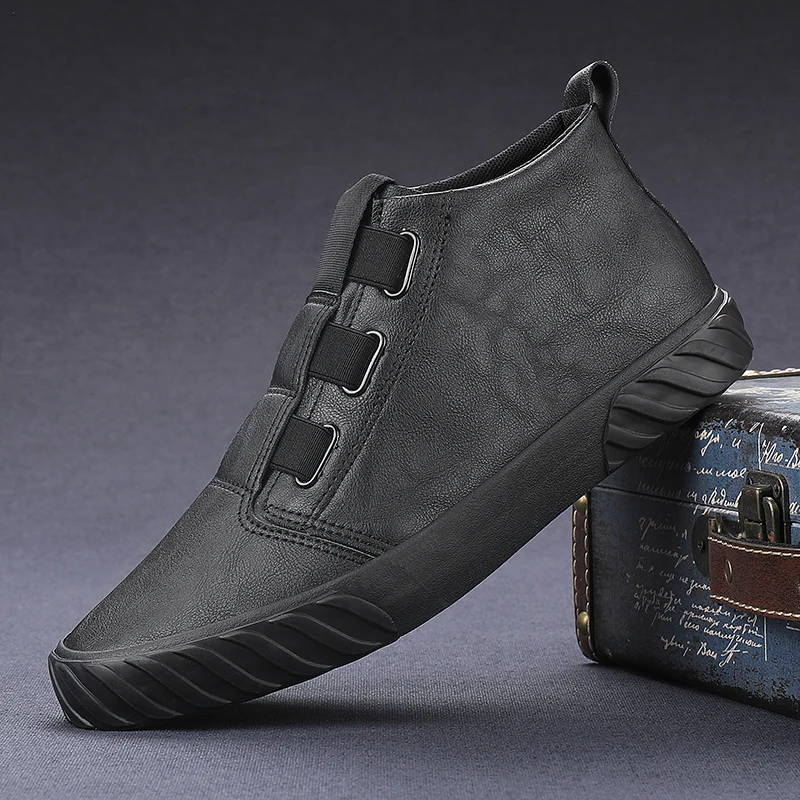 Мужские Нескользящие кроссовки из натуральной кожи на шнуровке | Обувь