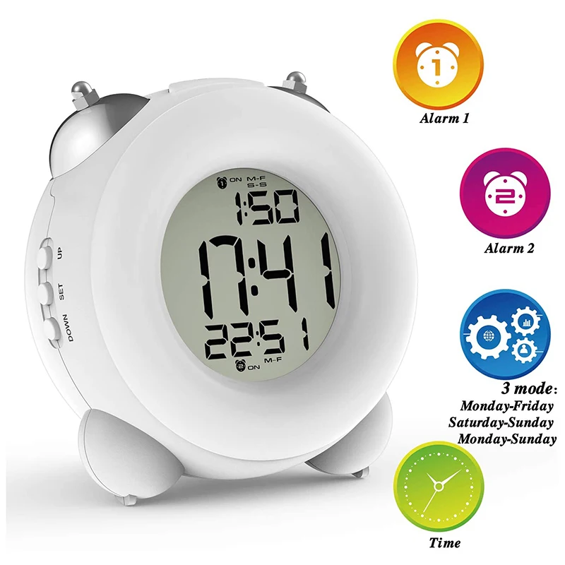 AF88 Громкий будильник не тикающий прикроватный на батарейках с функцией повтора