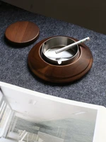creative ufo solid wood office windproof ashtray noric style desktop ashtray with cover home table decor