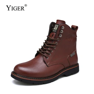 YIGERНовые мужские Ботинки Martin мужские зимние теплые ботинки черного цвета в армейском стиле повседневные мужские военные ботинки на шнуровке, 0371