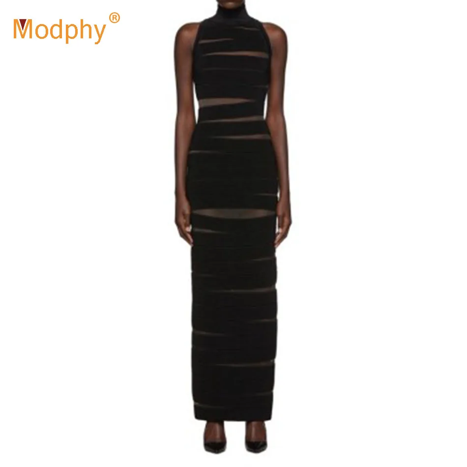 Женское длинное Сетчатое платье без рукавов Белое Облегающее вечернее модельное