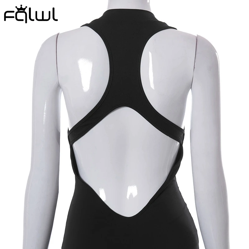 Женский комбинезон на молнии FQLWL Черный Уличный без рукавов с вырезами