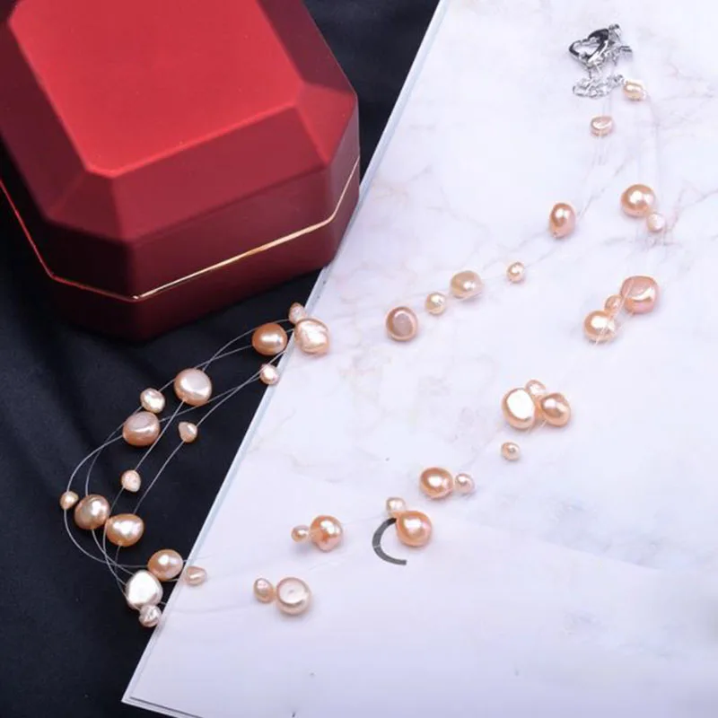 Ожерелье из пресноводного жемчуга натуральный барочный жемчуг колье для женщин