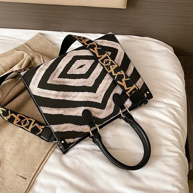 

ASDS-Fashion Luxury Zebra Pattern Tote Bag PU Leather Women's Handbag Leisure Travel Large Capacity Shoulder Messenger Bag