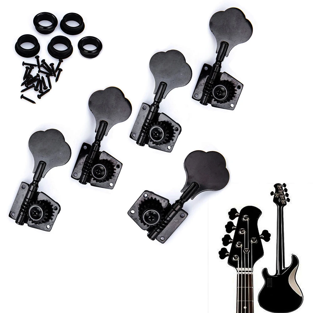 5 струн бас гитара колышки 4R1L Винтаж открытый механизм черные ключи тюнеры