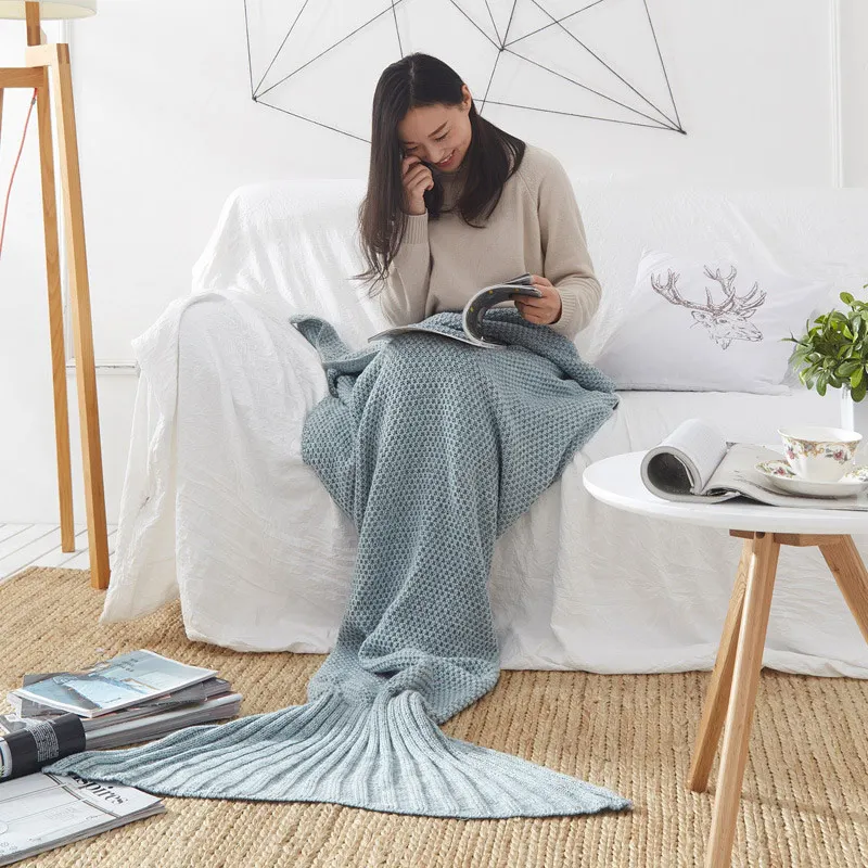 7 цветов хвост русалки одеяло крючком Русалочка для взрослых супер мягкий