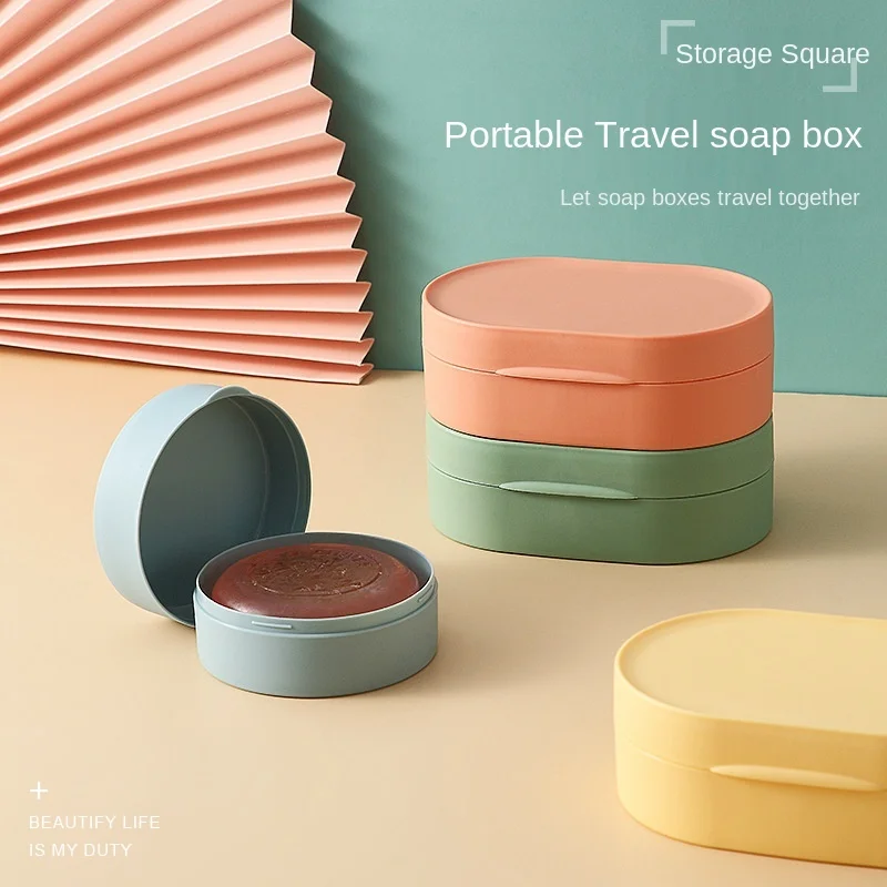 

Travel Seal Soap Rack Portable Round Handmade Soap Dish Double Plastic Soap Box Portable Bathroom for Camping Soap Saver