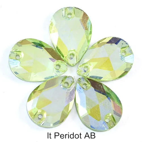 peridotAB Высокое качество, много цветов, каплевидные пришивные стразы, каплевидные пришивные камни, стеклянные стразы, пришивные стразы, свадебное платье Y1250 - Цвет: peridotAB