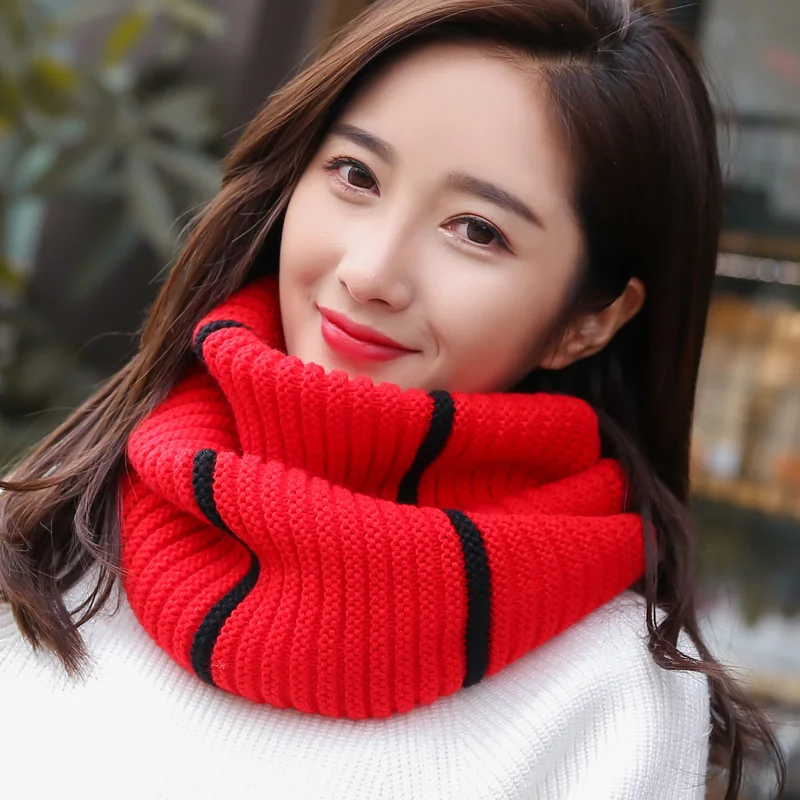 

2020 New Women Winter Knitted Ring Scarf Men Neck Circle Scarves Bufanda Warm Wool Neckerchief Casual Infinity Snood Scarf