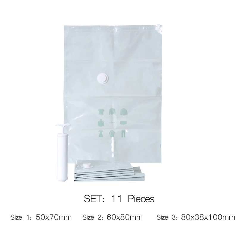 Set 2 Xiaomi Quange вакуумная сумка для хранения дома Органайзер прозрачная граница складной органайзер для одежды дорожная экономия космические сумки пакет - Цвет: Set 2