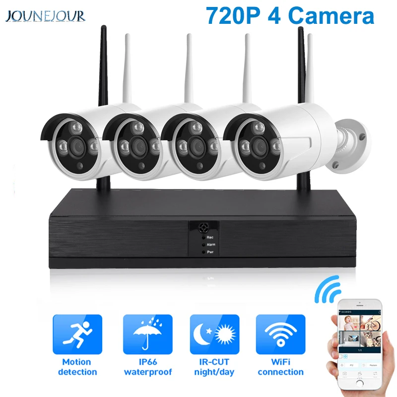 720P Беспроводная CCTV Wifi камера, комплект системы безопасности 720 P/1080 P 4CH NVR Камера Безопасности, комплект системы видеонаблюдения, водонепроницаемый - Цвет: 720P
