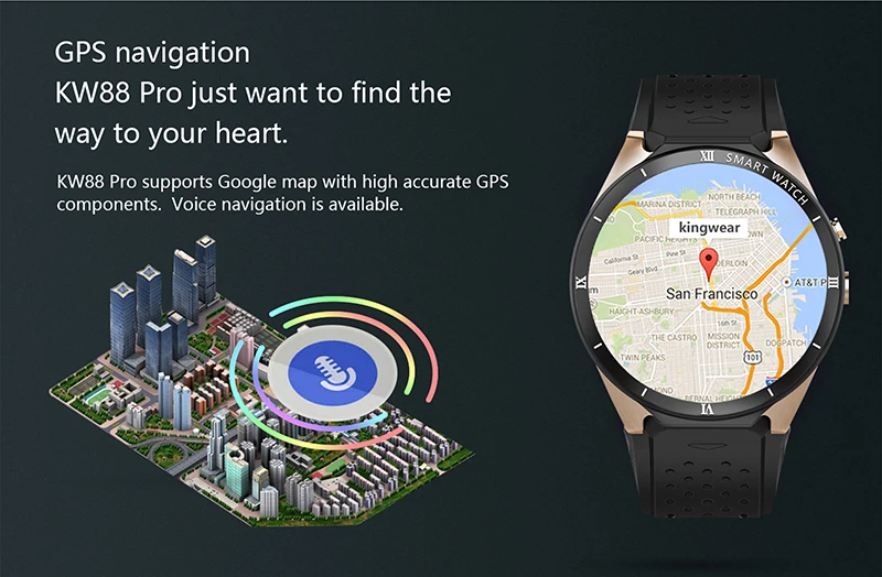 Смарт-часы KW88 Pro Android 7 0 1 Гб + 16 Bluetooth wifi 3g sim-карта gps Smartwatch 400*400 экран с 2 Мп камерой