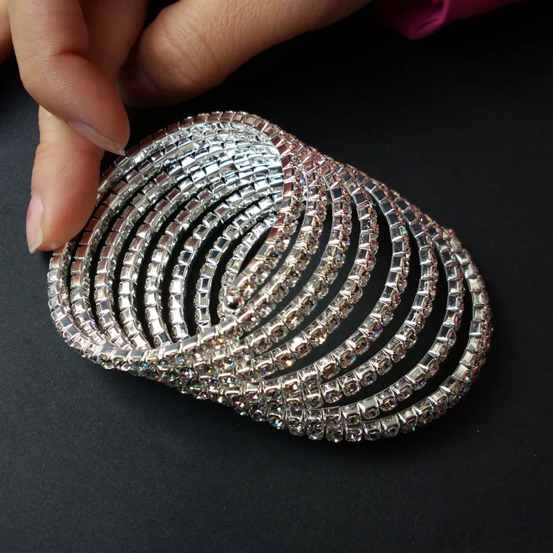 8-row Bangles Pulseiras Bracelet Silver Plated and Gold Color Crystal Rhinestone Spiral Bracelets Amp for Women | Украшения и