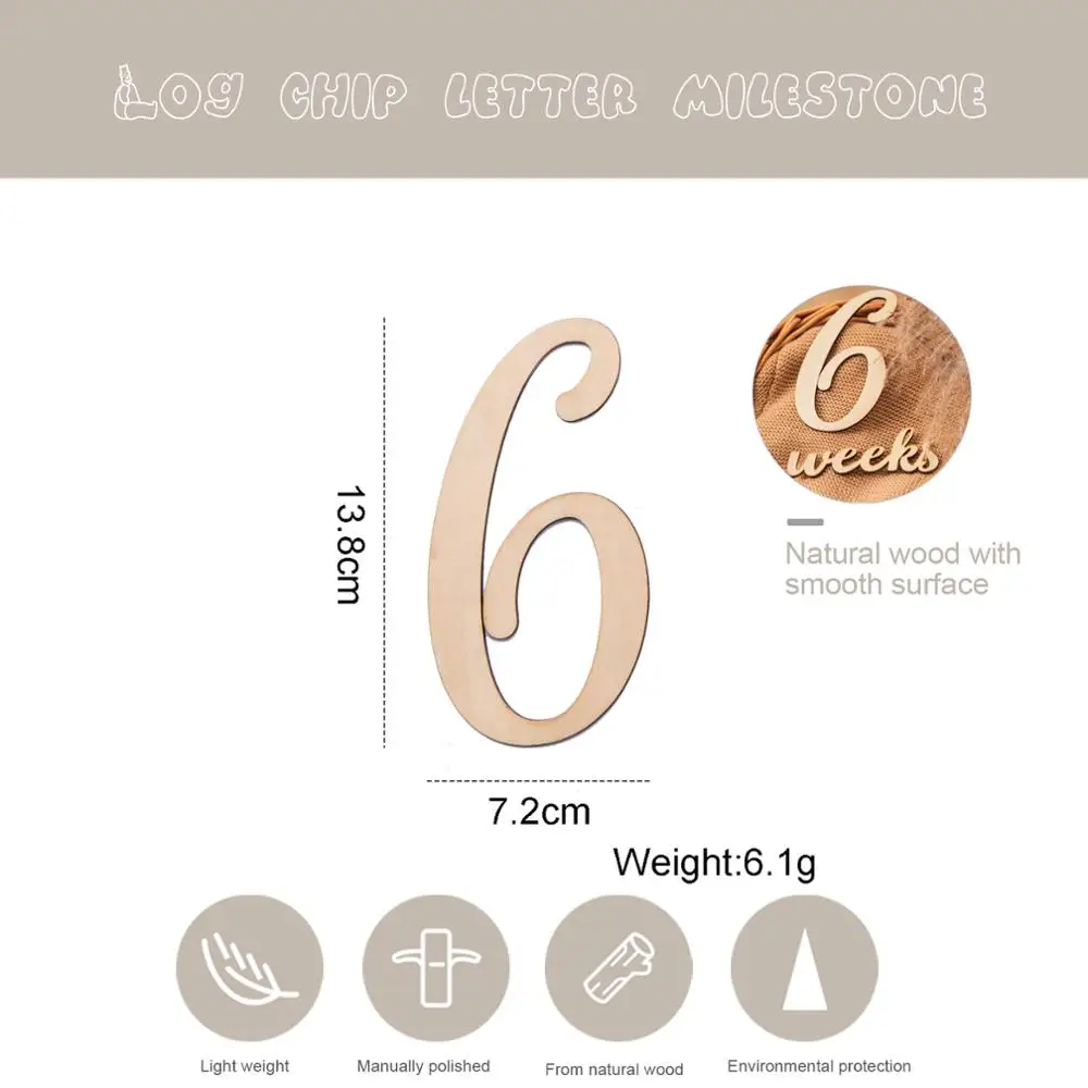 Tarjetas de Hitos de madera para beb&eacute;, tarjetas conmemorativas hechas a mano con n&uacute;meros grabados, regalo de ba&ntilde;o para reci&eacute;n nacido, accesorios de fotograf&iacute;a, 19 Uds.-2