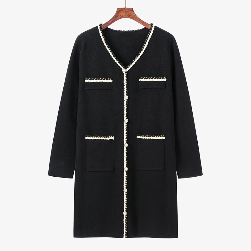 

Large Women's Plus size Dress New Autumn And Winter Style Foreign Style Age Reducing And Color Contrast Knitting Skirt PDG2052