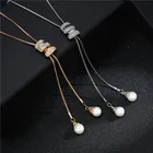 Ожерелье-цепочка с металлическими кисточками, стразы, кристаллы, жемчуг, длинная цепочка для свитера, вечеринки, 2020