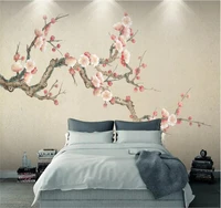 large custom home decoration wallpaper mural plum blossom hand painted flowers and birds background wall