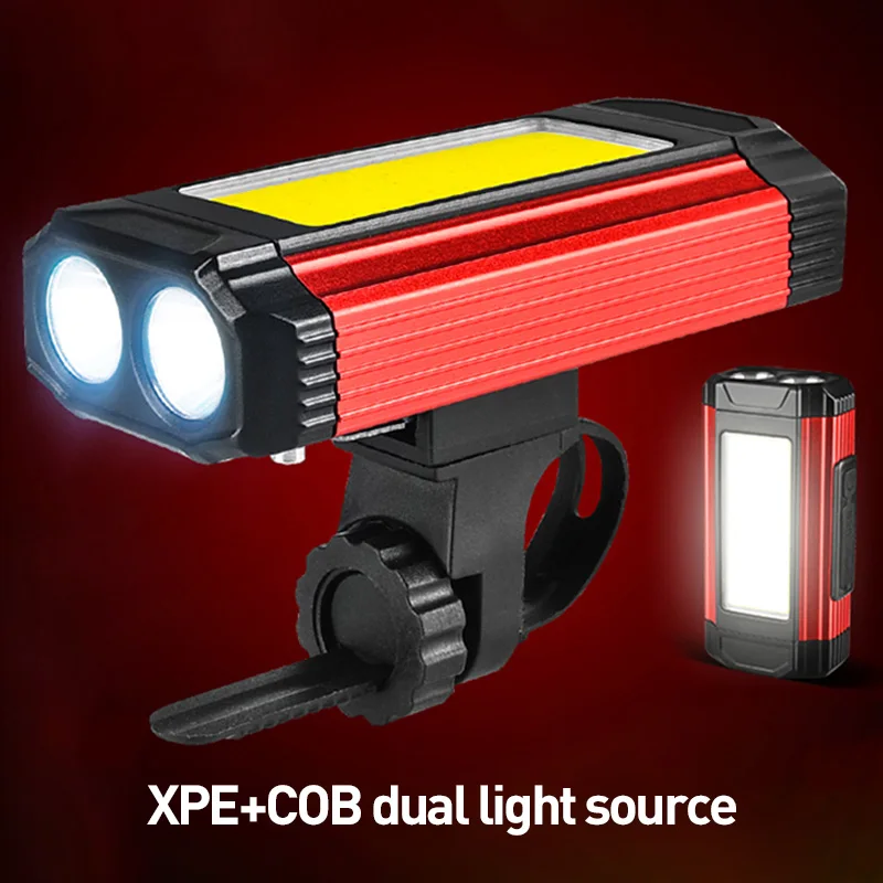 

New Bicycle Headlights USB Rechargeable Dual Light Source with Iron-Absorbing Stone Bike Front Light High-Power Work lamp